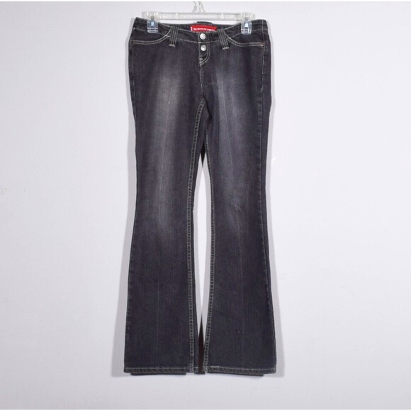 Vintage Levi's 502 Juniors Too Superlow Button Fly Jeans Faded Black Sz 5 Medium - Picture 1 of 3